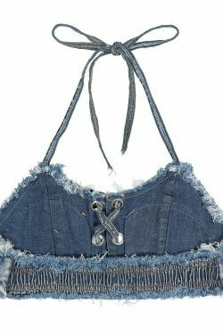 Y2K Aesthetic Denim Print Bikini Set for Women - Sexy and Stylish Retro Swimwear