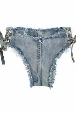 Y2K Aesthetic Denim Print Bikini Set for Women - Sexy and Stylish Retro Swimwear