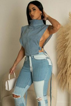 Y2K Aesthetic Denim Short Vest: Coquette Grunge Fashion - Niche Women's Style