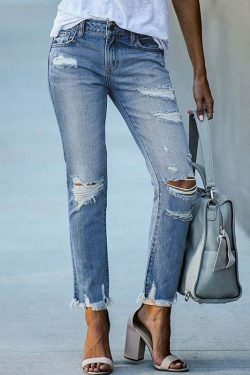 Y2K Aesthetic Denim Skirt Set with Edgy Fringe Ankle Detail