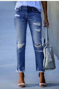 Y2K Aesthetic Denim Skirt Set with Edgy Fringe Ankle Detail