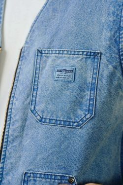 Y2K Aesthetic Denim Workwear Vest for Women - Coquette Style Cargo Skirt and Cute Tops