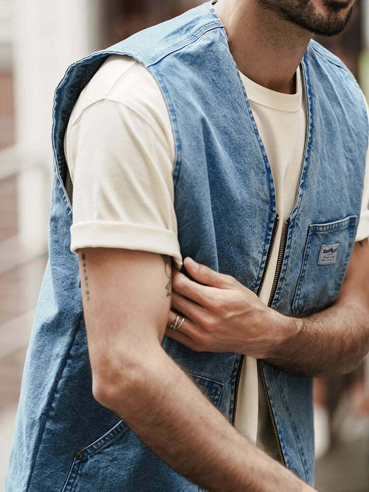 Y2K Aesthetic Denim Workwear Vest for Women - Coquette Style Cargo Skirt and Cute Tops Y2K Aesthetic Denim Workwear Vest for Women - Coquette Style Cargo Skirt and Cute Tops