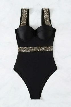 Y2K Aesthetic Diamond-Inlaid Steel Plate Swimsuit - Coquette Style for Women's Fashion