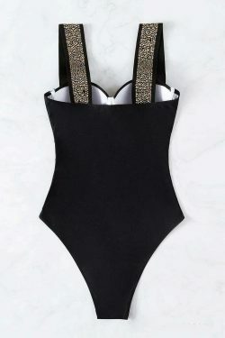 Y2K Aesthetic Diamond-Inlaid Steel Plate Swimsuit - Coquette Style for Women's Fashion