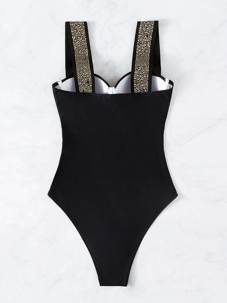 Y2K Aesthetic Diamond-Inlaid Steel Plate Swimsuit - Coquette Style for Women's Fashion Y2K Aesthetic Diamond-Inlaid Steel Plate Swimsuit - Coquette Style for Women's Fashion