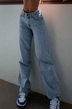 Y2K Aesthetic Distressed Baggy Ripped Jeans - Coquette Grunge & Pastel Goth Style