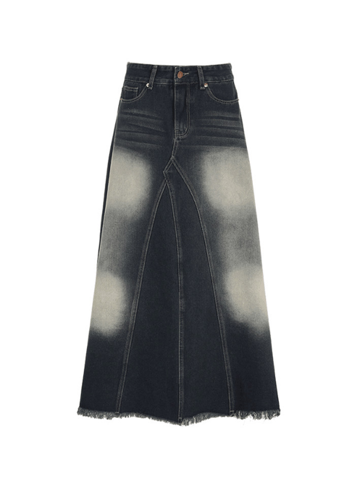 Y2K Aesthetic Distressed Patchwork Denim Maxi Skirt Y2K Aesthetic Distressed Patchwork Denim Maxi Skirt