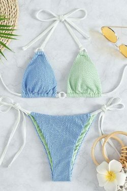 Y2K Aesthetic Double-Sided Printed Backless Bikini