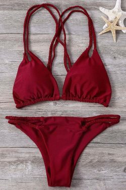 Y2K Aesthetic Double-Strap Braided Bikini Set for Niche Women Fashion