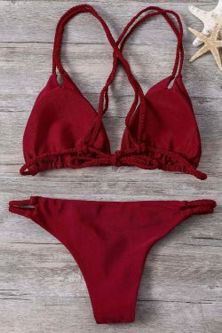 Y2K Aesthetic Double-Strap Braided Bikini Set for Niche Women Fashion