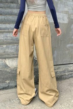 Y2K Aesthetic Drawstring Cargo Pants for Women - Coquette Grunge Style with Streetwear Vibe