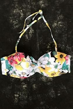 Y2K Aesthetic Drawstring Halter Bikini with Fast Drying Print and Elastic Back