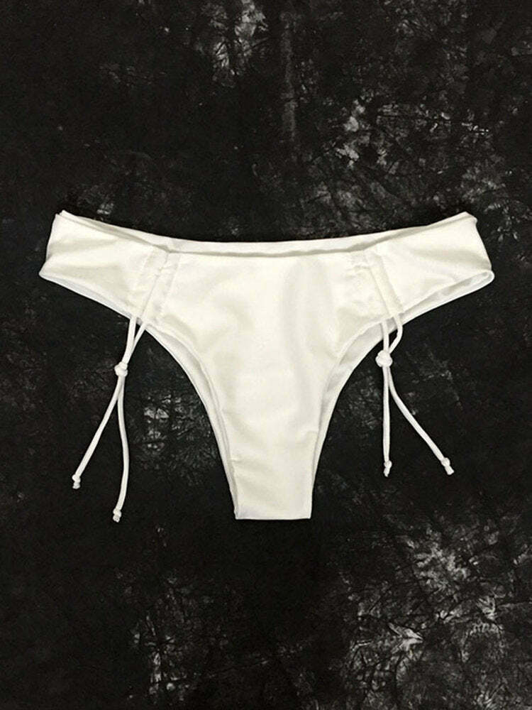 Y2K Aesthetic Drawstring Halter Bikini with Fast Drying Print and Elastic Back