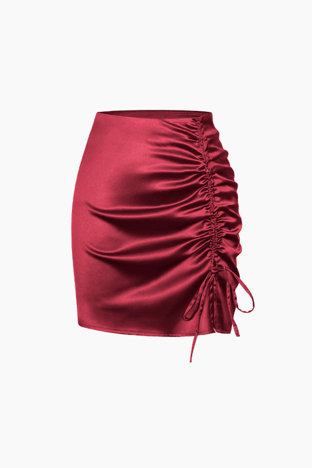 Y2K Aesthetic Drawstring Ruched Mini Skirt - Coquette & Grunge Style Fashion