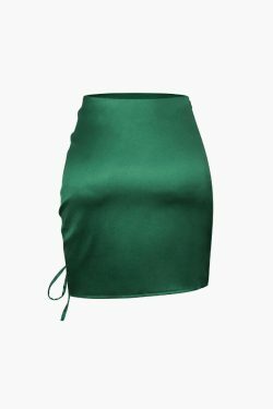 Y2K Aesthetic Drawstring Ruched Mini Skirt - Coquette & Grunge Style Fashion
