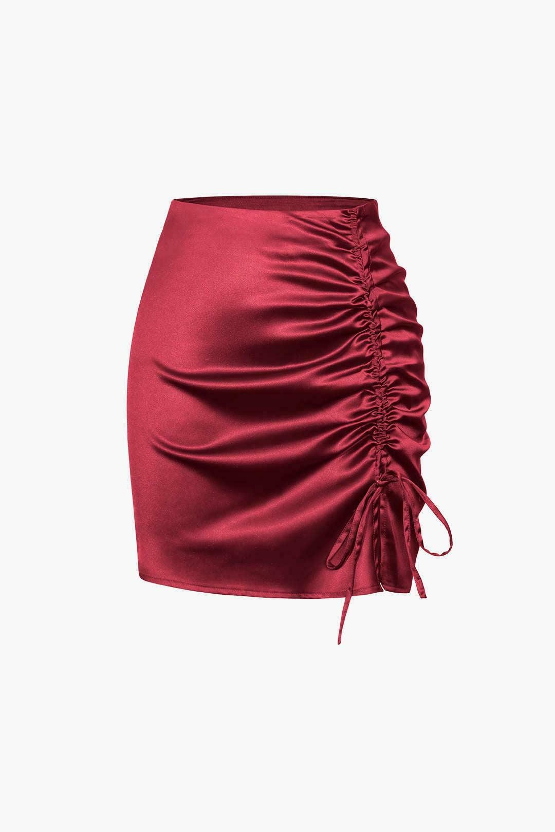 Y2K Aesthetic Drawstring Ruched Mini Skirt - Coquette & Grunge Style Fashion