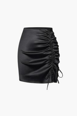 Y2K Aesthetic Drawstring Ruched Mini Skirt - Coquette & Grunge Style Fashion