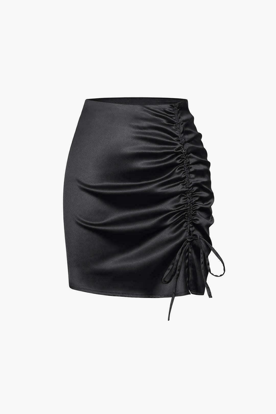 Y2K Aesthetic Drawstring Ruched Mini Skirt - Coquette & Grunge Style Fashion