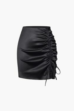 Y2K Aesthetic Drawstring Ruched Mini Skirt - Coquette & Grunge Style Fashion