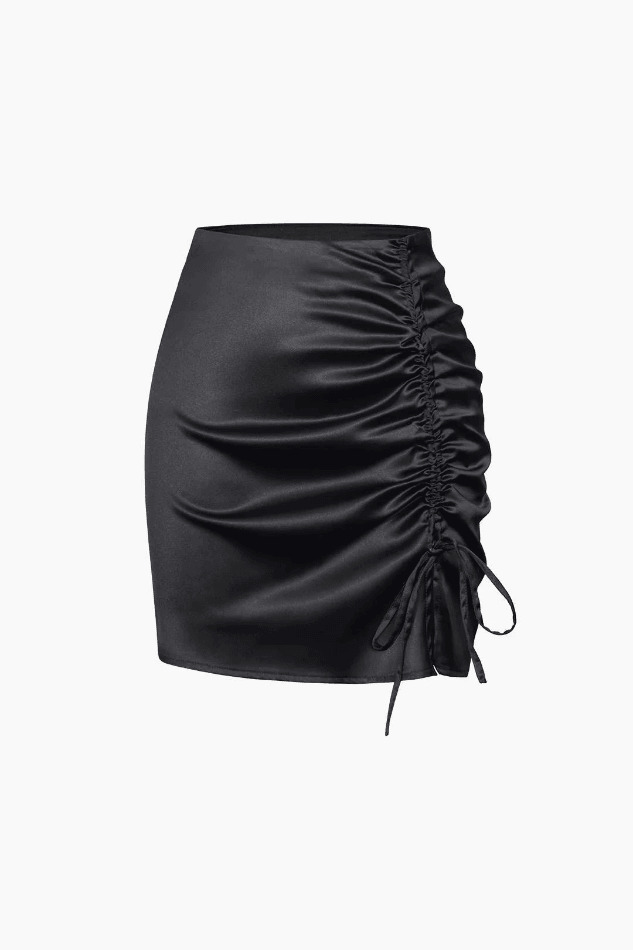 Y2K Aesthetic Drawstring Ruched Mini Skirt - Coquette & Grunge Style Fashion