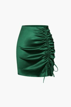 Y2K Aesthetic Drawstring Ruched Mini Skirt - Coquette & Grunge Style Fashion