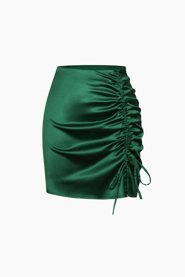 Y2K Aesthetic Drawstring Ruched Mini Skirt - Coquette & Grunge Style Fashion