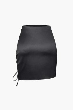 Y2K Aesthetic Drawstring Ruched Mini Skirt - Coquette & Grunge Style Fashion