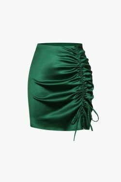 Y2K Aesthetic Drawstring Ruched Mini Skirt - Coquette & Grunge Style Fashion