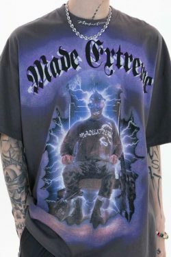 Y2K Aesthetic Electrocution T-Shirt for Women - Coquette Grunge Style with a Touch of Old Money