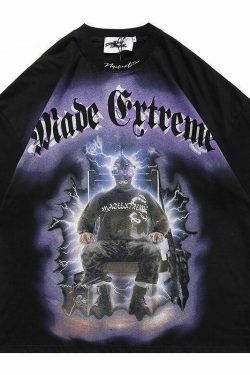 Y2K Aesthetic Electrocution T-Shirt for Women - Coquette Grunge Style with a Touch of Old Money