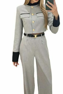Y2K Aesthetic Elegant Short Jacket Wide-Leg Pants Suit for Niche Women Fashion