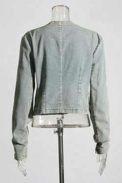 Y2K Aesthetic Embroidered Denim Jacket - Coquette & Grunge Style Women's Fashion