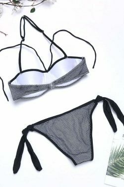 Y2K Aesthetic Embroidered Mesh Bikini Swimsuit - Sexy Fluorescent Backless Style