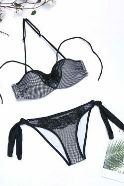 Y2K Aesthetic Embroidered Mesh Bikini Swimsuit - Sexy Fluorescent Backless Style