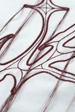 Y2K Aesthetic Embroidered T-Shirt with 'Stag Horns' Design