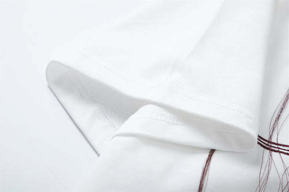 Y2K Aesthetic Embroidered T-Shirt with 'Stag Horns' Design Y2K Aesthetic Embroidered T-Shirt with 'Stag Horns' Design