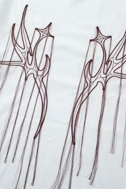 Y2K Aesthetic Embroidered T-Shirt with 'Stag Horns' Design