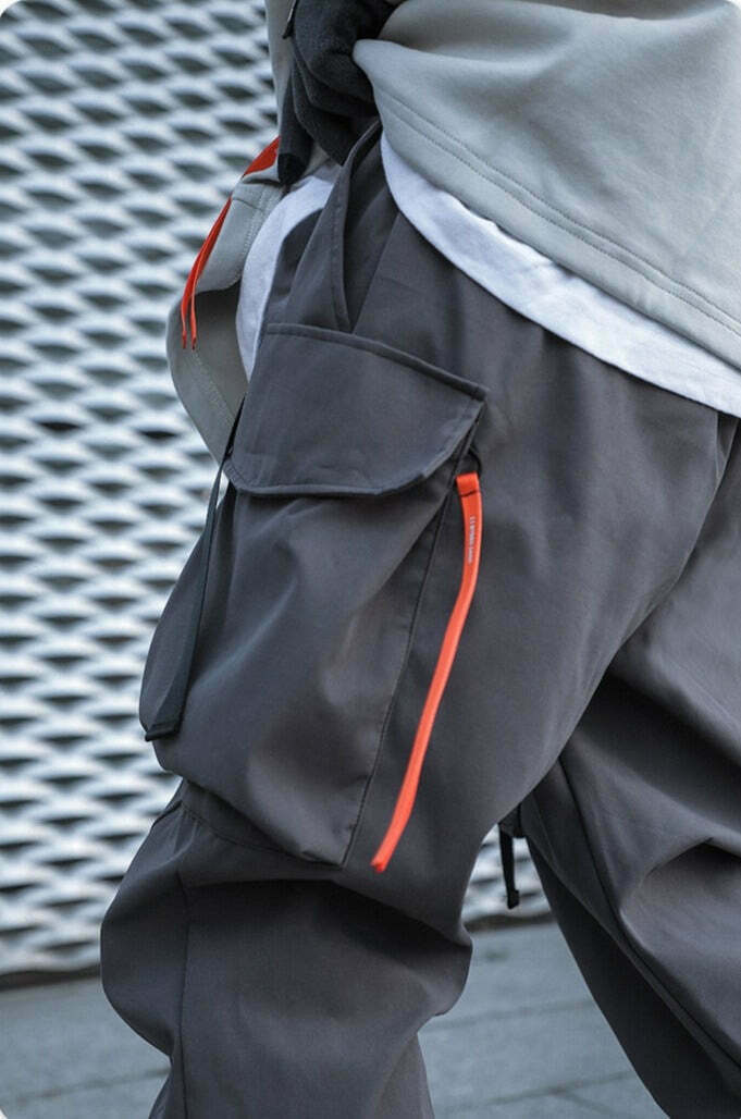 Y2K Aesthetic Extended Belt Strap Cargo Pants for Women - Grunge Style with Coquette Touch Y2K Aesthetic Extended Belt Strap Cargo Pants for Women - Grunge Style with Coquette Touch