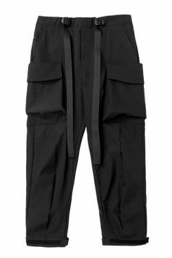 Y2K Aesthetic Extended Belt Strap Cargo Pants for Women - Grunge Style with Coquette Touch