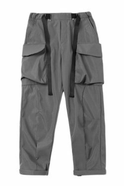 Y2K Aesthetic Extended Belt Strap Cargo Pants for Women - Grunge Style with Coquette Touch