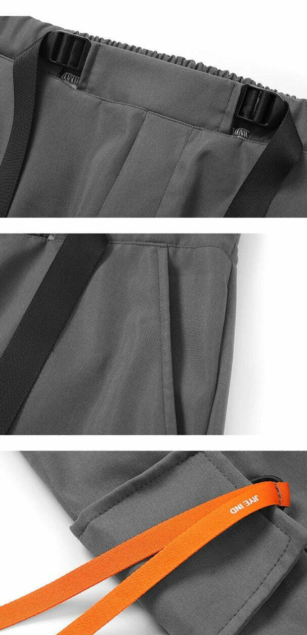 Y2K Aesthetic Extended Belt Strap Cargo Pants for Women - Grunge Style with Coquette Touch Y2K Aesthetic Extended Belt Strap Cargo Pants for Women - Grunge Style with Coquette Touch