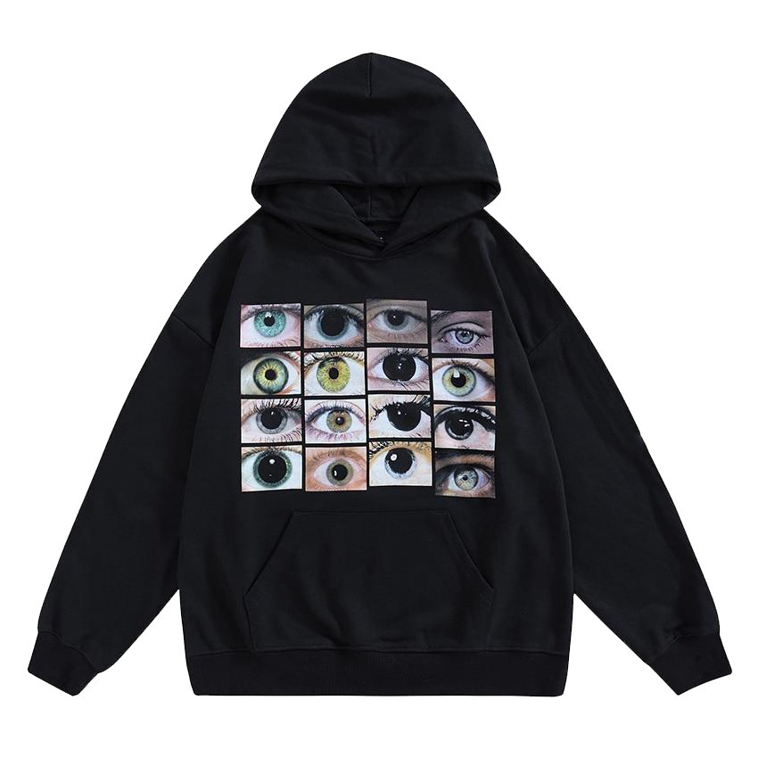 Y2K Aesthetic Eye Graphic Hoodie for Women - Coquette Style Grunge Fashion with Pastel Goth Vibes Y2K Aesthetic Eye Graphic Hoodie for Women - Coquette Style Grunge Fashion with Pastel Goth Vibes