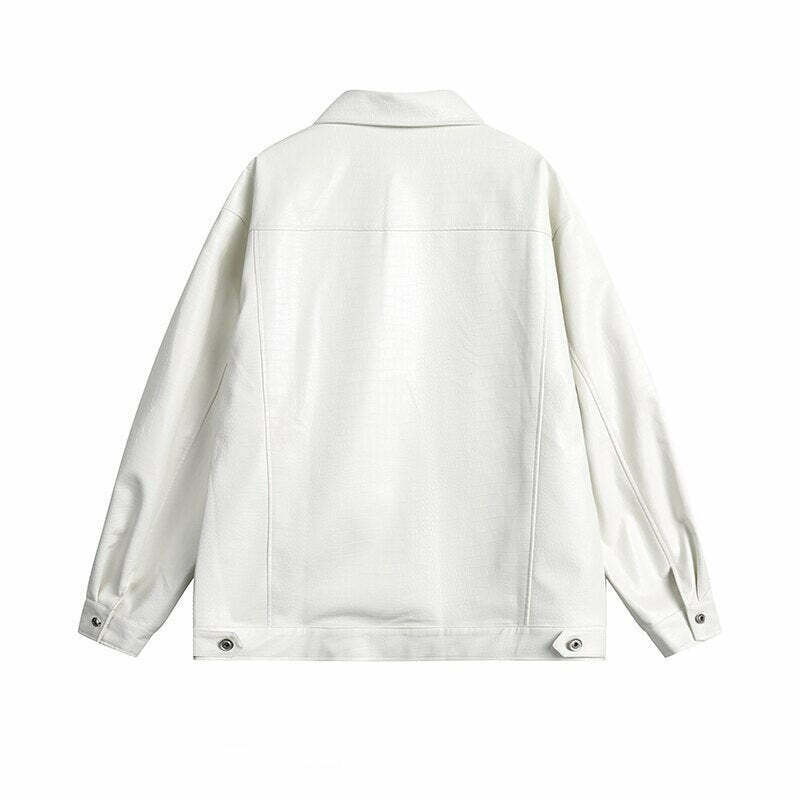 Y2K Aesthetic Faux Crocodile Leather Jacket - Coquette Style Grunge Fashion with Old Money Elegance Y2K Aesthetic Faux Crocodile Leather Jacket - Coquette Style Grunge Fashion with Old Money Elegance