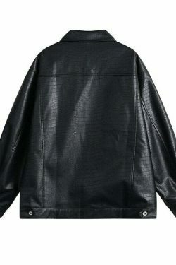 Y2K Aesthetic Faux Crocodile Leather Jacket - Coquette Style Grunge Fashion with Old Money Elegance