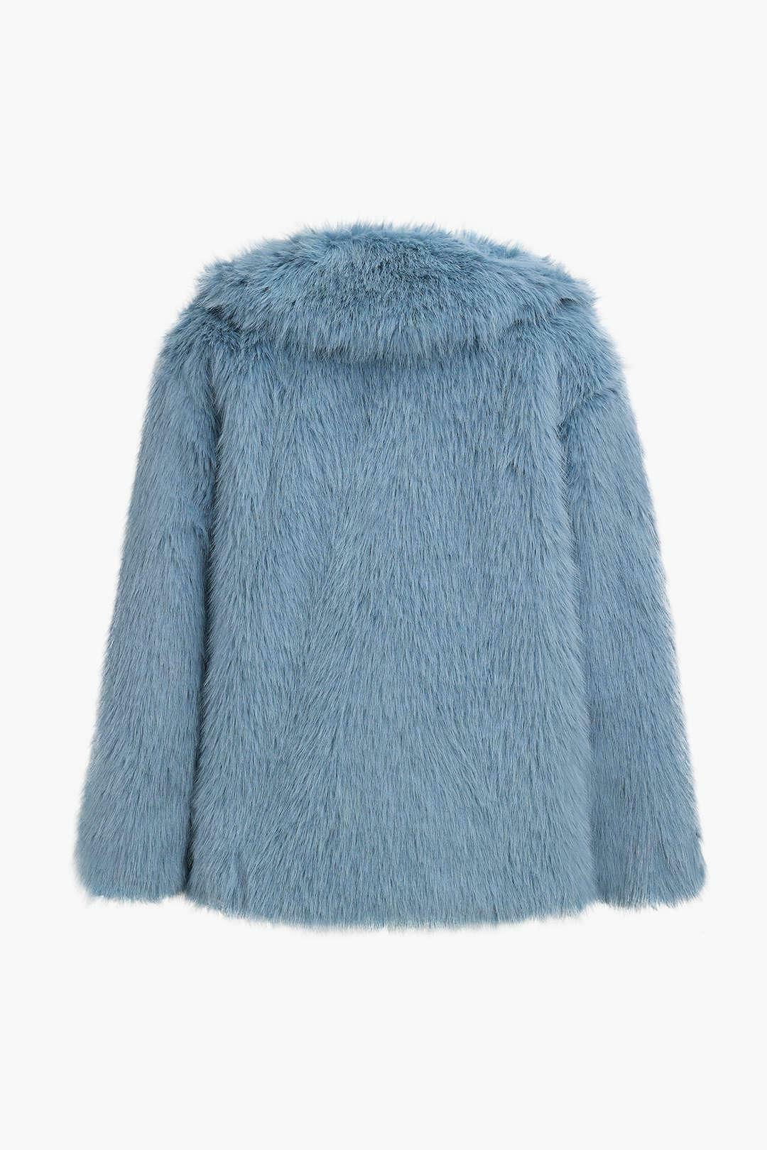 Y2K Aesthetic Faux Fur Lapel Coat for Women - Coquette Style Grunge Fashion with Pastel Goth Vibes Y2K Aesthetic Faux Fur Lapel Coat for Women - Coquette Style Grunge Fashion with Pastel Goth Vibes