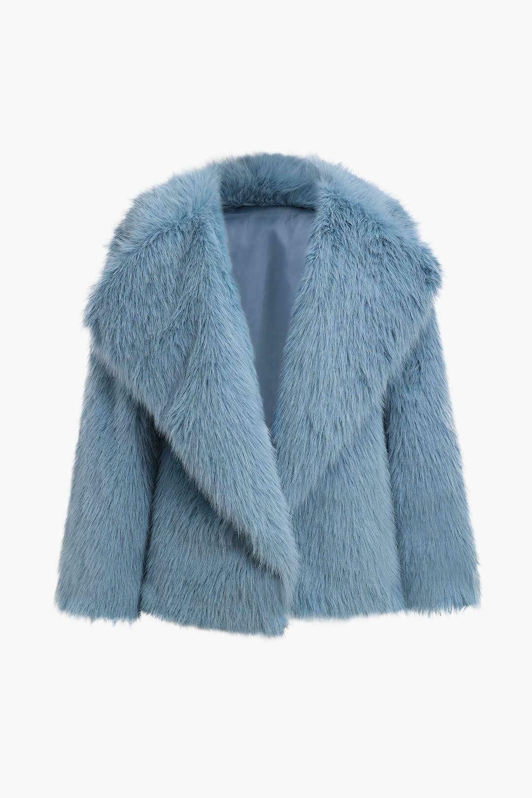 Y2K Aesthetic Faux Fur Lapel Coat for Women - Coquette Style Grunge Fashion with Pastel Goth Vibes Y2K Aesthetic Faux Fur Lapel Coat for Women - Coquette Style Grunge Fashion with Pastel Goth Vibes