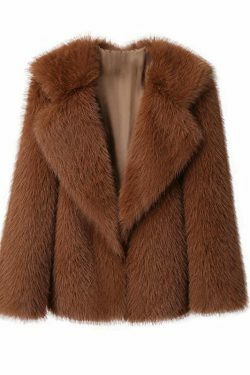 Y2K Aesthetic Faux Fur Mid-Length Coat for Women - Coquette Style Grunge Fashion