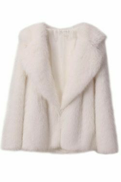 Y2K Aesthetic Faux Fur Mid-Length Coat for Women - Coquette Style Grunge Fashion