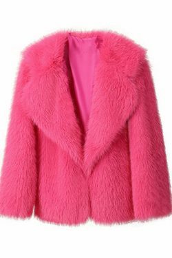 Y2K Aesthetic Faux Fur Mid-Length Coat for Women - Coquette Style Grunge Fashion